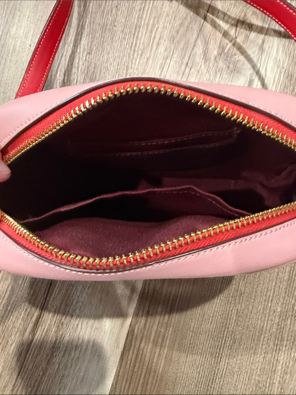 Coach Pink Cherry Print Crossbody with Red Strap - Picture 3 of 6
